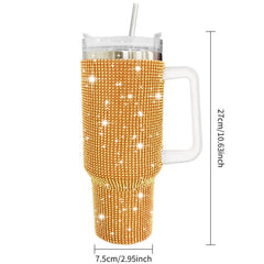 40oz Studded Tumbler Straw Cup Bling Cup Handle Car Bottle Halloween Decor