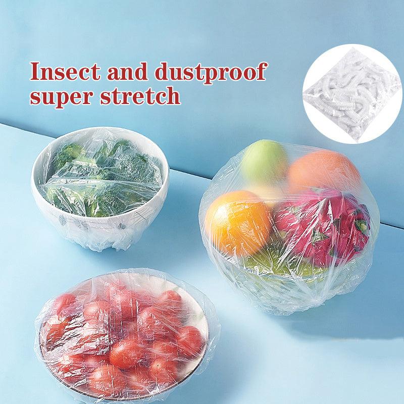 250pcs Reusable Plastic Food Bags with Elastic Cover