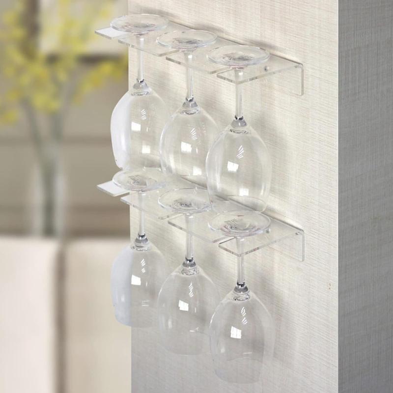 Wall Mounted Acrylic Wine Glass Holder Stylish Cup Rack