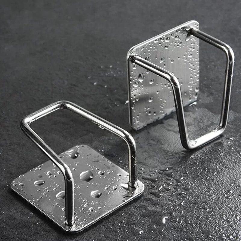 Stainless Steel Sink Sponges Holder Self Adhesive Drying Rack and Wall Hooks