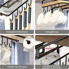 Stainless Steel Utensil Rack with Hooks for Cookware Storage