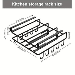 Stainless Steel Utensil Rack with Hooks for Cookware Storage