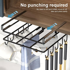 Stainless Steel Utensil Rack with Hooks for Cookware Storage