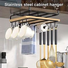 Stainless Steel Utensil Rack with Hooks for Cookware Storage