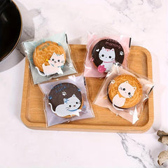 100pcs Cartoon Graphic Self Sealing Plastic Bags for Biscuits Snacks Nuts Candy