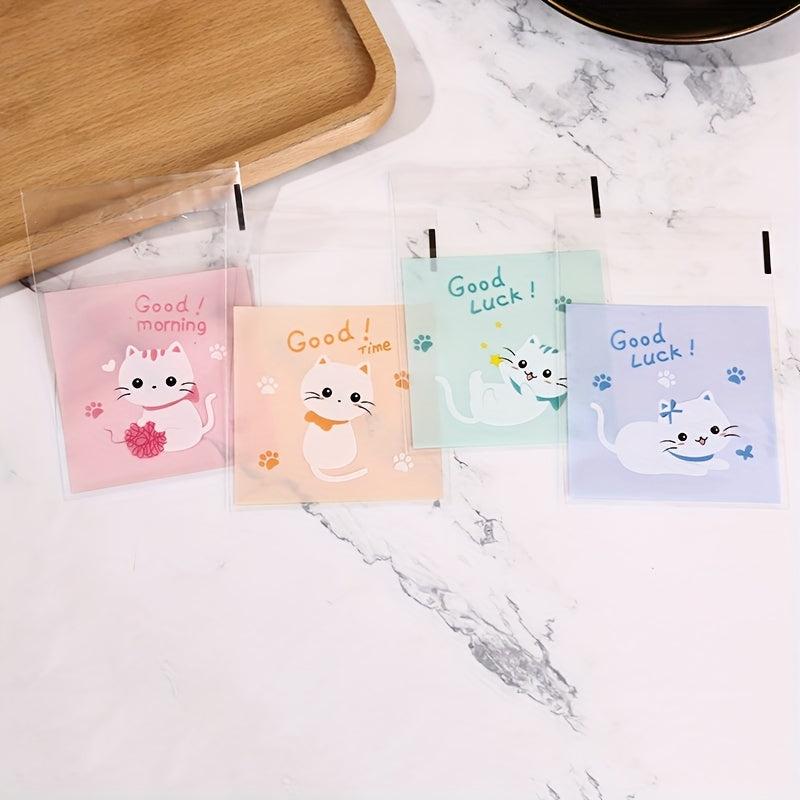 100pcs Cartoon Graphic Self Sealing Plastic Bags for Biscuits Snacks Nuts Candy