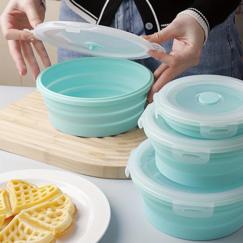 1 Pc Silicone Food Storage Containers Collapsible Stackable Lunch Bento Boxes