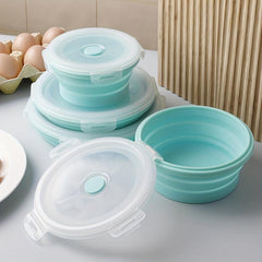 1 Pc Silicone Food Storage Containers Collapsible Stackable Lunch Bento Boxes