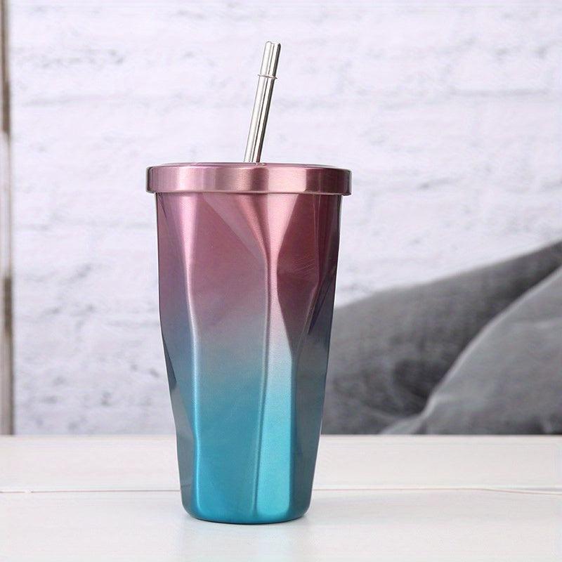 Gradient Vacuum Flask With Straw 500ml Insulated Cup
