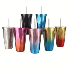 Gradient Vacuum Flask With Straw 500ml Insulated Cup
