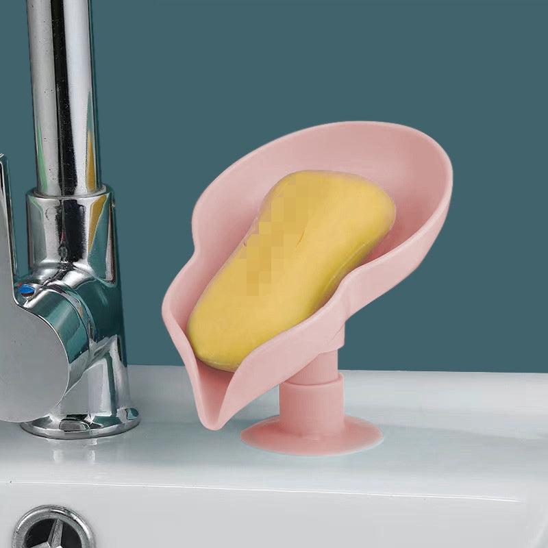 2PCS Sucker Soap Holder Bathroom Drain Soap Dish Plastic Sponge Soap Dish Tray