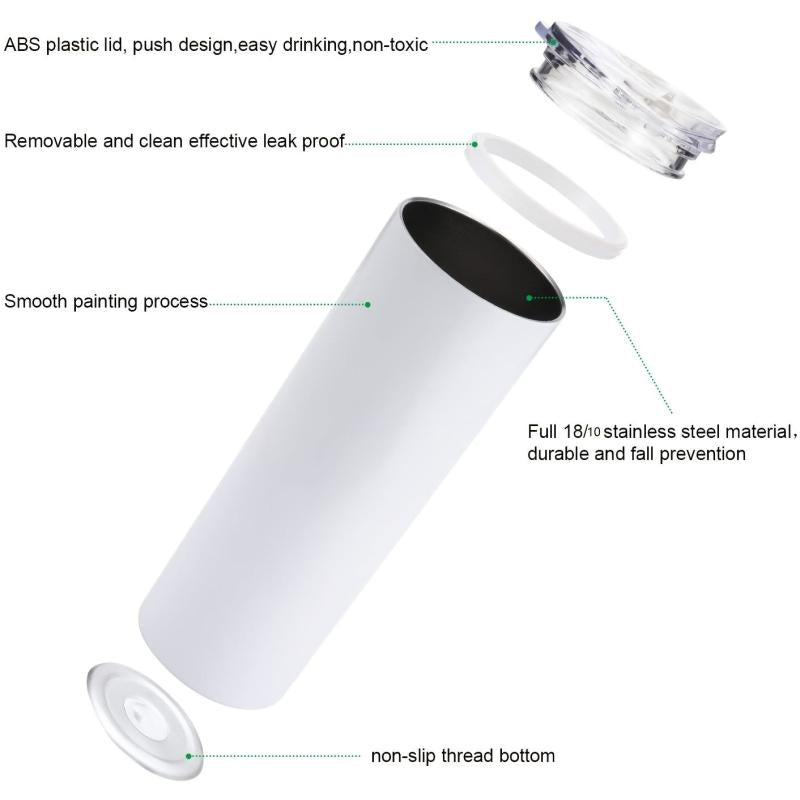 20OZ Sublimation Skinny Tumbler Stainless Steel Insulated Cup