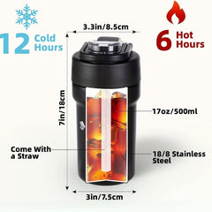 17oz Travel Coffee Mug Insulated Spill Proof with Lid & Straw