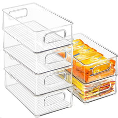 Clear Pantry Organizer Box with Handle for Cabinets Shelves Drawer