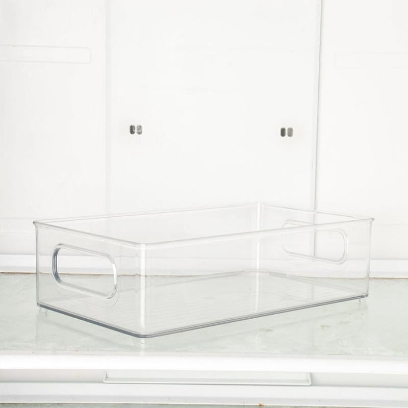 Clear Pantry Organizer Box with Handle for Cabinets Shelves Drawer
