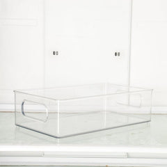 Clear Pantry Organizer Box with Handle for Cabinets Shelves Drawer
