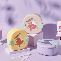 Japanese Style Round Fruit Bento Box with Lid - Teens Essential