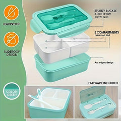 1100ml Bento Lunch Box Spoon Fork BPA-Free Food Safe Teenager Worker
