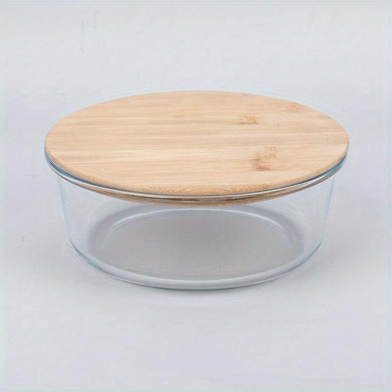 Glass Lunch Box With Bamboo Lid Fresh keeping Box Microwave Oven