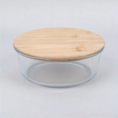 Glass Lunch Box With Bamboo Lid Fresh keeping Box Microwave Oven