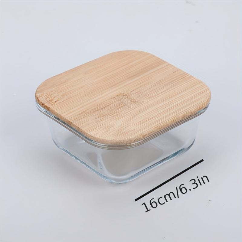 Glass Lunch Box With Bamboo Lid Fresh keeping Box Microwave Oven