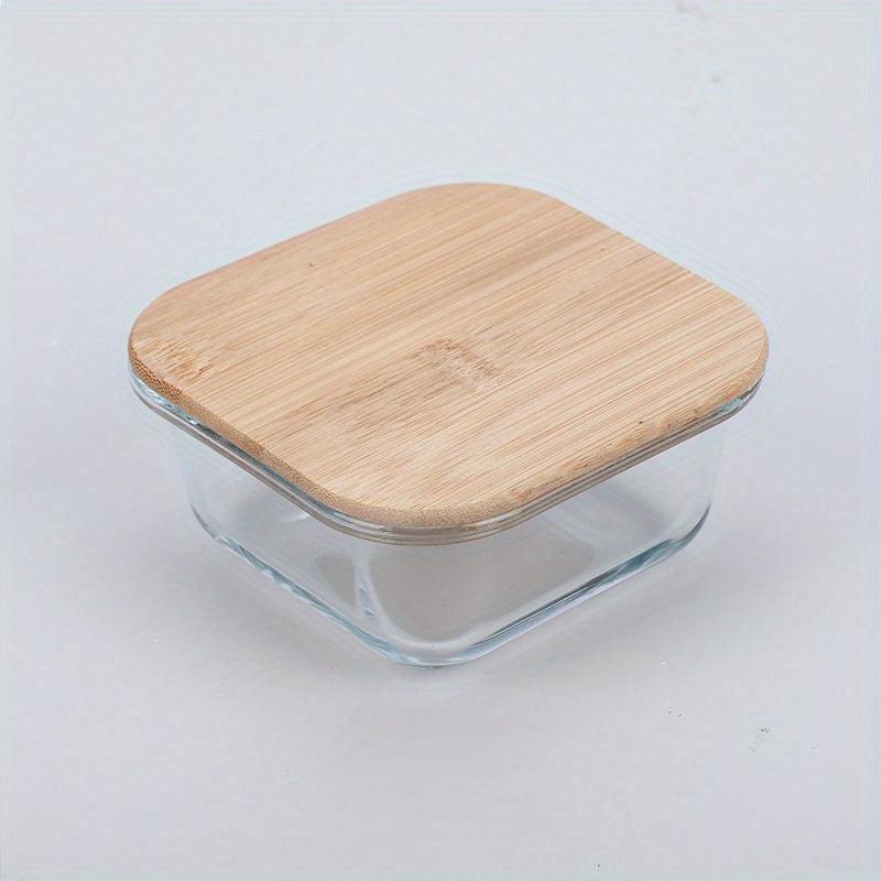 Glass Lunch Box With Bamboo Lid Fresh keeping Box Microwave Oven