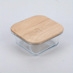 Glass Lunch Box With Bamboo Lid Fresh keeping Box Microwave Oven