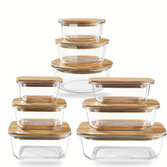 Glass Lunch Box With Bamboo Lid Fresh keeping Box Microwave Oven