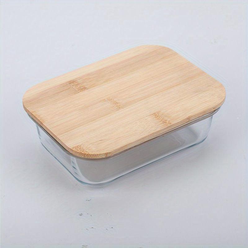Glass Lunch Box With Bamboo Lid Fresh keeping Box Microwave Oven