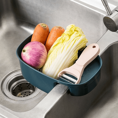 Adjustable Sink Holder Drain Basket Sponge Shelf Rack