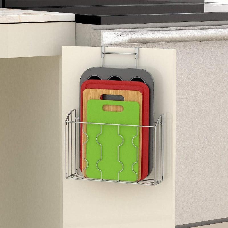 2pcs Kitchen Cutting Board Organizer Holder Over Cabinet And Door Storage Rack