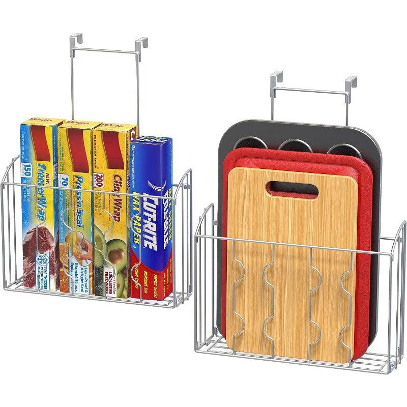 2pcs Kitchen Cutting Board Organizer Holder Over Cabinet And Door Storage Rack