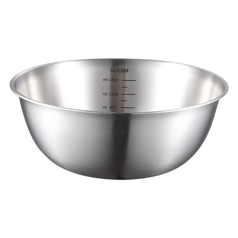 2pcs 304 Stainless Steel Draining Basin Set With Scale Salad Bowl Drain Basket