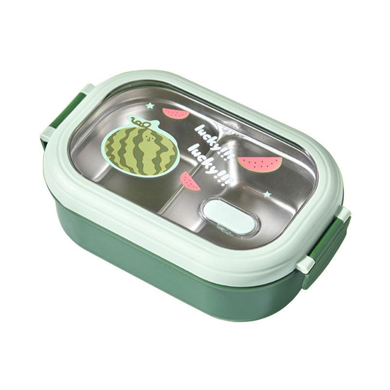 1000ML Stainless Steel Lunch Box w/ Cover, Grided, Cartoon Food Container