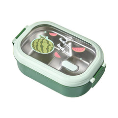 1000ML Stainless Steel Lunch Box w/ Cover, Grided, Cartoon Food Container