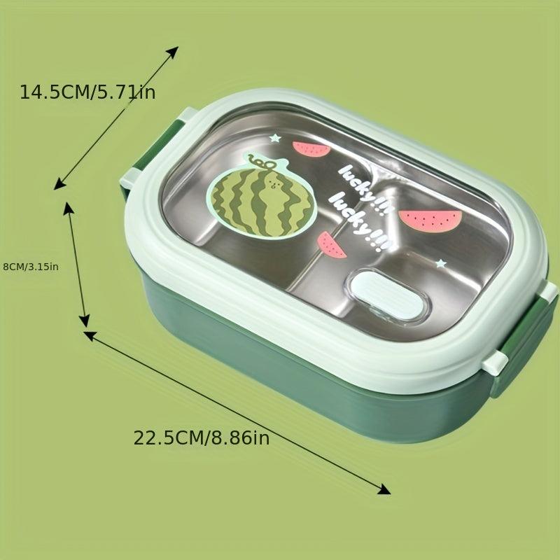1000ML Stainless Steel Lunch Box w/ Cover, Grided, Cartoon Food Container