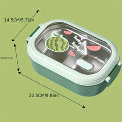 1000ML Stainless Steel Lunch Box w/ Cover, Grided, Cartoon Food Container