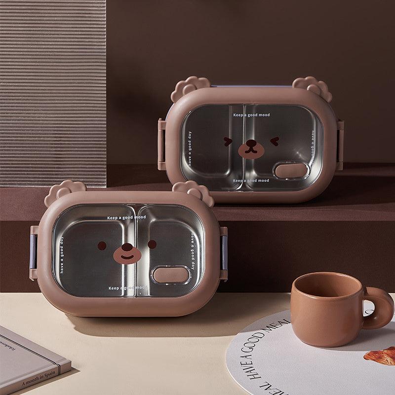 1000ML Stainless Steel Lunch Box w/ Cover, Grided, Cartoon Food Container