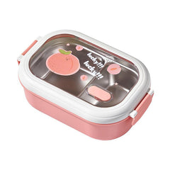 1000ML Stainless Steel Lunch Box w/ Cover, Grided, Cartoon Food Container