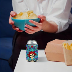 Insulated Rose Skull Can Cooler Sleeves - Keep Your Drinks Cold All Day