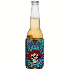 Insulated Rose Skull Can Cooler Sleeves - Keep Your Drinks Cold All Day