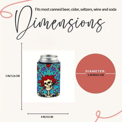 Insulated Rose Skull Can Cooler Sleeves - Keep Your Drinks Cold All Day