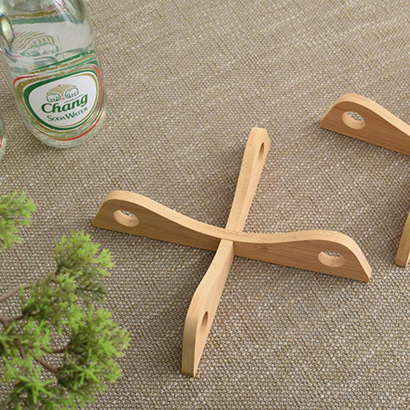 Bamboo Pot Holder Stand Heat Insulating Anti Scald Rack Kitchen Essential
