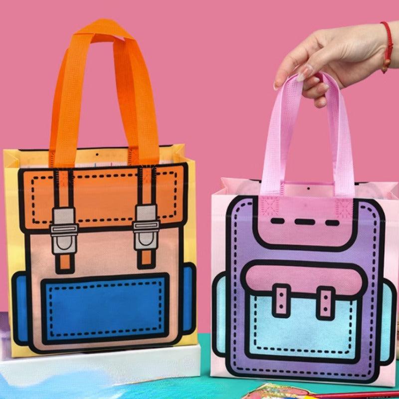 5pcs School Bags Shaped Non-woven Gift Snack Packaging Pouch
