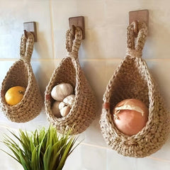 Bohemian Style Hanging Wall Basket For Kitchen, Fruit Bag Bird's Nest Design