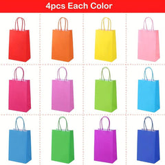48pcs Small Party Favor Bags in 12 Colors, Gift Bags with Handles for Kids Birth