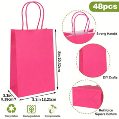 48pcs Small Party Favor Bags in 12 Colors, Gift Bags with Handles for Kids Birth