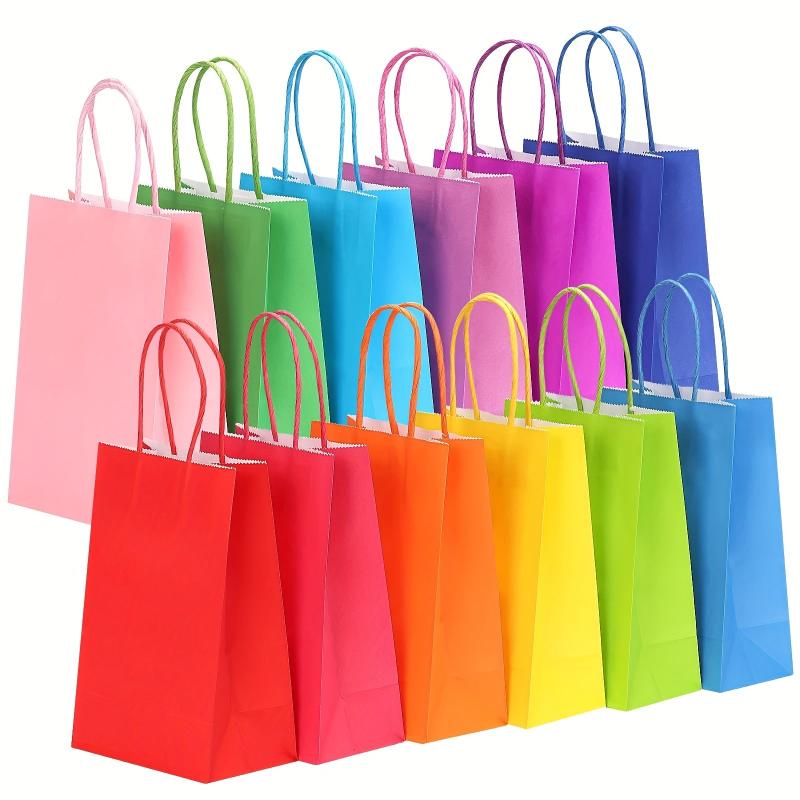 48pcs Small Party Favor Bags in 12 Colors, Gift Bags with Handles for Kids Birth