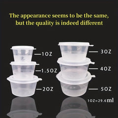 100pcs Set of PP Storage Boxes & Sauce Cups with Lid Leakproof