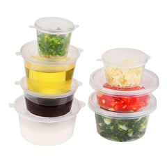 100pcs Set of PP Storage Boxes & Sauce Cups with Lid Leakproof